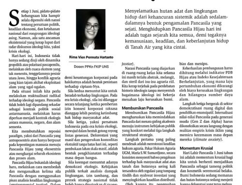 Pancasila Hijau oleh Dr. Rima Vien Permata Hartanto, S.H., M.H.